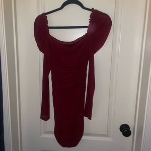 Maroon ruched dress size S